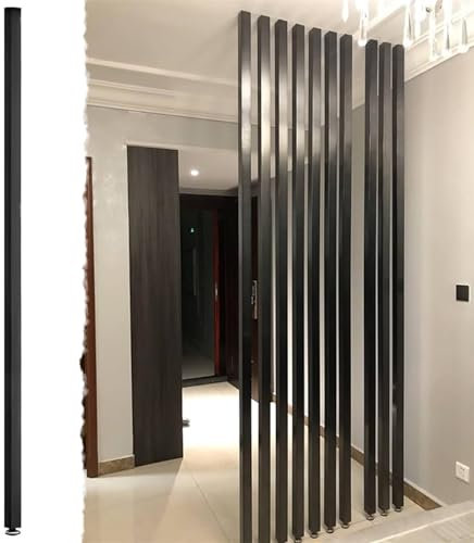 Raumteiler aus Holz mit schwarzem Rahmen, anpassbare Lamellen vom Boden bis zur Decke, für Bett/Wohnzimmer/Kabinendekoration (330,2 cm)