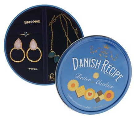 balvi Schmuckschatulle Danish Cookies Farbe Blau Eine Keksdose darstellend Blech/Samt