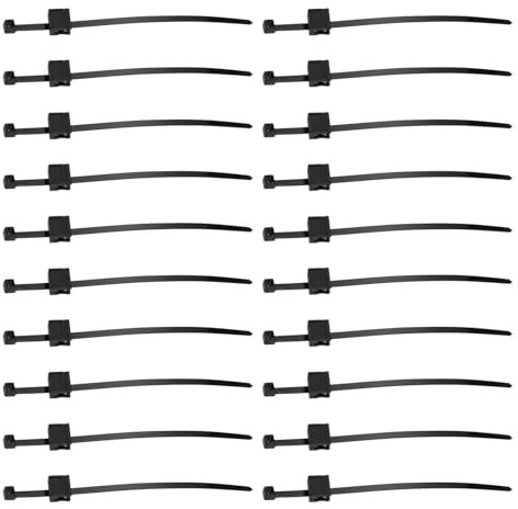 eMagTech 20 Pezzi 4,6 X 200 mm K2 PA66W Fascette In Plastica Con Clip Per Bordo Fascette In Nylon Con Opzione Di Inserimento Per Clip Di Montaggio Solare E Fotovoltaico