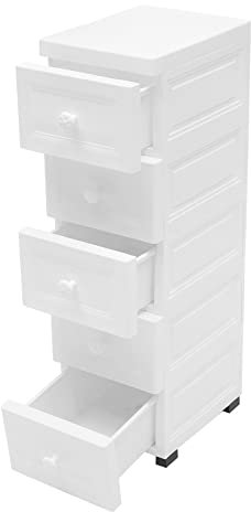 MINRS Schubladenschrank Kunststoff, Plastik Rollwagen mit Schubladen schubladenturm mit rollen Kunststoff Aufbewahrungsturm mit Schubladen, Weiß