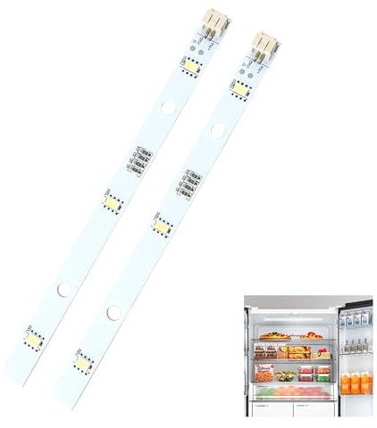 2Pcs LED Fridge Strip Lights Compatible with RONGSHENG/HISENSE, DC12V 2W Refrigerator Light Bars Replacement for Kenwood Fridge KIFF5017 KIFF5020 KIFF7017 KIFF7020, E349766 MDDZ-162A 1629348, 16x1cm