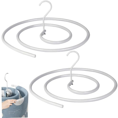 Lot de 2 cintres Ronds en Spirale pour draps, Peu encombrants, pour Couverture, en Fer Amovible, épais, pour Drap de lit, Couverture, Serviette de Bain, Nappe, cintres pour couvertures, vêtements