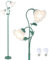 Stepeak Flower Floor Lamps for Living Room, Modern Standard Lamps with 2 Bulbs & Foot Switch, DIY Floor Standing Lamp with Flower Shades, Green Tall Floor Lamp for Bedroom Office Hallway Dining Room