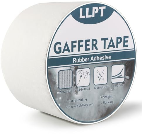 LLPT Gaffers Tape Professionelle Qualität Weiß 75 mm x 15 m Matte Nicht Reflektierend Einfach Abreißbar Rückstandsfrei Schwerlast Gaffing Tape für Kabel Fotografie (PGT76WT)