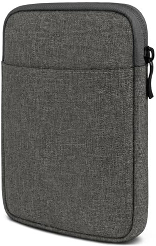 moex eBook Hülle für Tolino Shine Color Tasche mit Reißverschluss und Fach für Zubehör, Stoff E-Reader Sleeve weich Gepolstert, Schutzhülle Minimalistisch Dash Case, Dunkelgrau