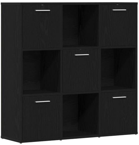 vidaXL Bücherschrank Schwarz Eichen-Optik 90x28x90 cm Holzwerkstoff
