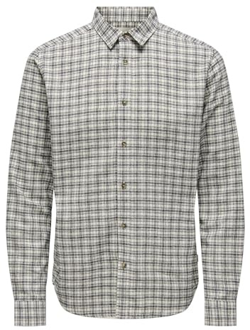 ONLY & SONS Herren Onsgudmund Ls Checked Shirt Noos, Egret, Large