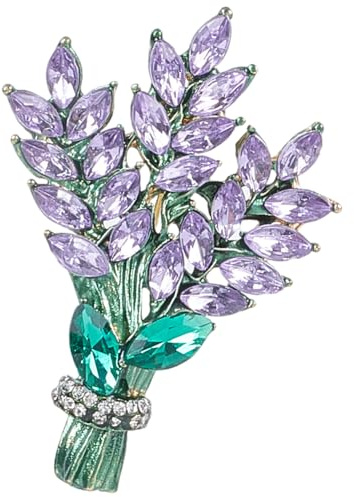 GORGECRAFT Spilla A Forma di Fiore di Lavanda Viola Spilla in Lega con Strass Spilla Vintage da Sposa Spilla in Cristallo per Abbigliamento Cappotto Maglione Sciarpa Cappello Zaini San Valentino