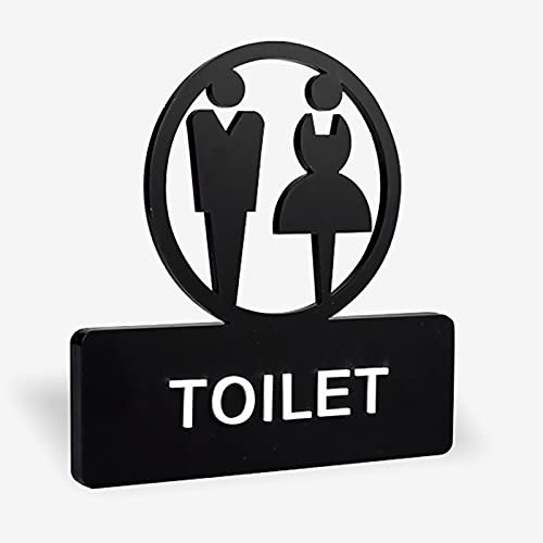 Windmilne Toilettenschild für Männer und Frauen, Wandaufkleber, Toilettenschilder, selbstklebendes Acryl-Toilettenschild, Unisex-WC-Türschild für Badezimmer (Toilette, 15 x 15 cm)