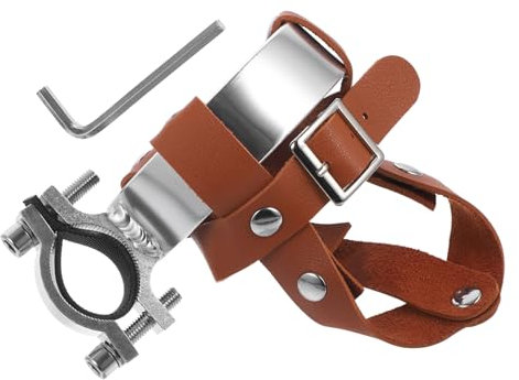 HEMOTON Vintage Bike Water Bottle Cage Leather Cycling Bottle Rack Cup Shelf Bike Accessory for Outdoor