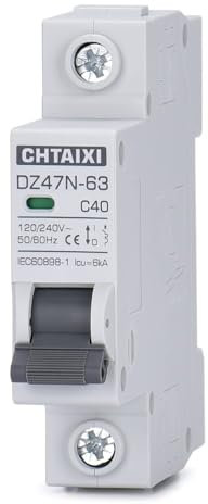 MOOEDJKL Interruttore Automatico CA da 20 A, 120 V/240 V, 1 Pin, Montaggio su Guida DIN, Interruttore magnetotermico, Interruttore di disconnessione CA Solare MCB C20(40 Amp)