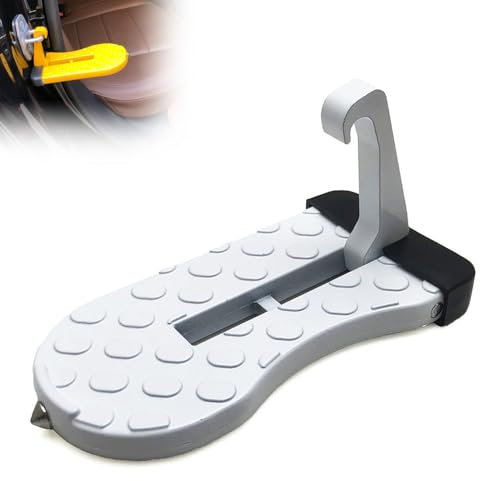 HSXDTK Pedale Pieghevole della Porta dell'automobile per Jeep Wrangler JK JKU 4-Deur, Pedane Multifunzionali Car Roof Rack Step Car Door Pedal,C/White
