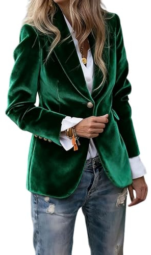 Tomwell Blazer Femme en Velours Côtelé à Manches Longues Veste Costume à Revers Business Devant Ouvert Manteau A Vert L