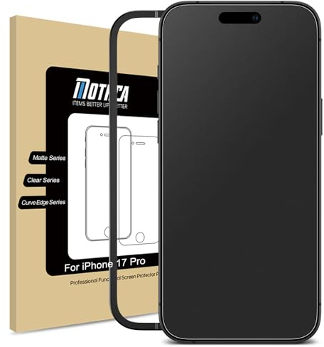 Mothca Matte Schutzfolie für iPhone 17 Pro, Nano-Ätztechnik, 1 Stück | Matte folie mit Montagerahmen, Nano-Ätztechnik, Anti-Reflex Schutzglas, Anti-Glare Screen Protector, Anti-Fingerabdruck