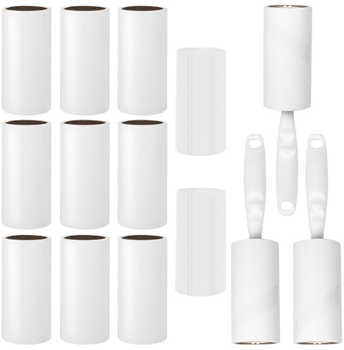 17 PCS Rodillo Quitapelos Mascotas, Rodillo Quita Pelos Mascota Extra Potente, Quitapelos Mascotas para Ropa con 12 Rollos (720 Hojas), Quitapelusas, 3 Dispensadores y 2 Fundas Protectoras