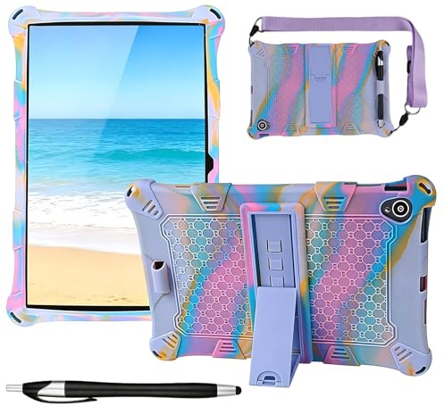 Hybrid Case, 10.1 Inch Universal Silicone Case with Pen Shoulder Strap for Teclast M40SE / P30HD / M40 Air Colorful Tablet Case for OSCAL Tab 10 BENEVE 10 HiGrace 10 Blackview Tab7/8 WIFI HotLight