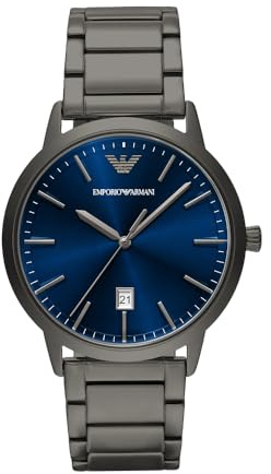 Emporio Armani Herrenuhr mit drei Zeigern, Edelstahl, Gehäusegröße 43 mm