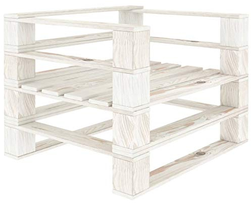 HETFTJN Outdoor-Sessel Paletten Holz Weiß 80x67,5x60,8 cm Kiefer massiv Modernes Design Robust für Garten Balkon und Terrasse