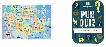 USA Jigsaw Puzzle 1000pk & Pub Quiz Card Game - Great Puzzle Night Bundle