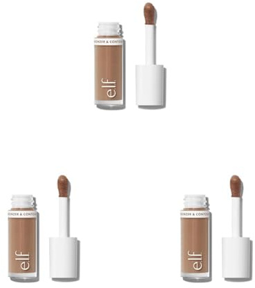 e.l.f. Camo Liquid Bronzer & Contour, Highly Pigmented, Natural-Looking Glowy Finish, Long-Lasting, Rounded Applicator, Vegan & Cruelty-Free, 2 Fair/Light (Pack of 3)