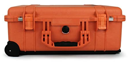 PELI 1510 Stoßfester Carry-On Transportkoffer, IP67 Wasser- und Staubdicht, 27L Volumen, Ohne Schaumstoff, Farbe: Orange