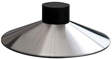 Edelstahl-Türstopper Volcano, Türkeil für schwere Türen ohne Bohren, Ø100 mm, Höhe 18 mm, Türpuffer, Türfeststeller, rutschfest, Gummipuffer - PHOS Design
