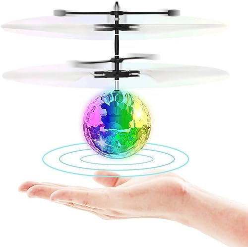 Premium Induction Copter - Fliegender Ball LED Beleuchtung Handsteuerung Lichteffekte - RC Spielzeug handgesteuert mit Infrarot Sensor Akku Disco Kugel wie Flugzeug Hubschrauber Spiel