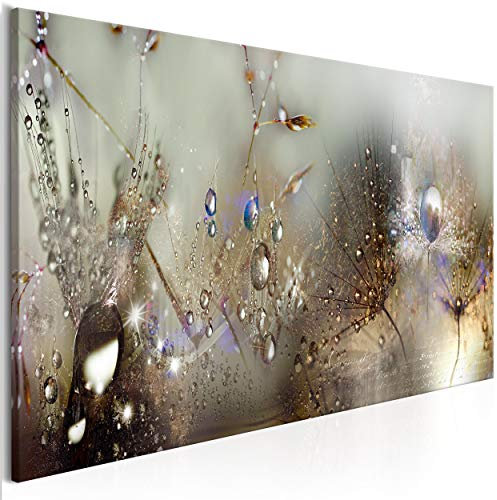decomonkey Bilder Pusteblume 120x40 cm 1 Teilig Leinwandbilder Bild auf Leinwand Vlies Wandbild Kunstdruck Wanddeko Wand Wohnzimmer Wanddekoration Deko Wanddeko Blumen Tau Pflanzen
