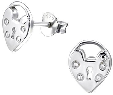 Love Heart Padlock Earrings - 925 Sterling Silver
