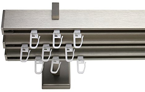 Stylelex Tetra Edelstahl-Optik 3-läufig - Träger lang 13,5cm - Rechteckig - 120 cm - Endkappe