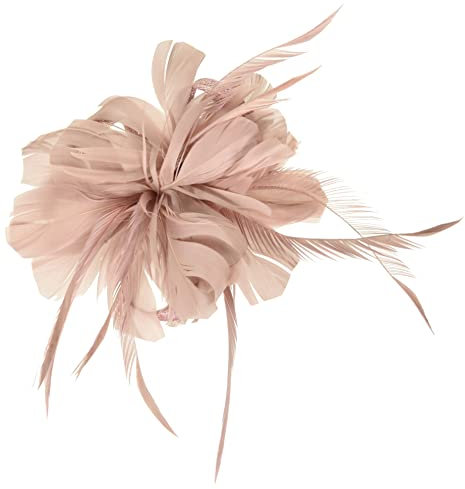 Z&X Women's Sinamay Fascinator Headband Clip Mesh Flower Feather Cocktail Pillbox Hat, D- Nude Pink, One Size