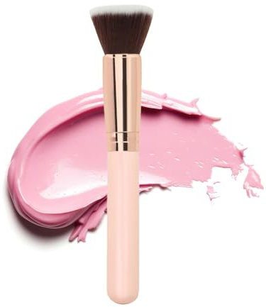 TRIXES Rose Gold Makeup Foundation Brush - Outil professionnel de Kabuki pour le maquillage des visages, crème ou crayon correcteur, surligneur correcteur de maquillage - Plat supérieur - Or rose
