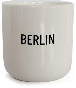 PLTY - Becher - Tasse ohne Henkel - Handglasiertes Weiß Porzellan - Hochwertiges Bone China Coffee Mug - Berlin - Cities