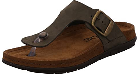 Rohde Damen Zehentrenner Pantolette Leder Rodigo-D 5860, Größe:39 EU, Farbe:Grün
