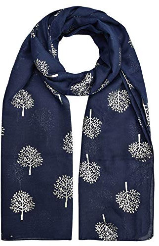 heekpek Foulard Echarpe Femme Echarpe Foulard Paillettes Imprimé Écharpe Foulard Wraps Foulard Imprimé Mûrier Femme Mode Foulard Paillettes- Taille Unique -Marine -