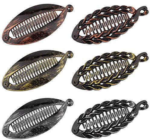 LUTER 6 pièces 14 cm Pinces à Cheveux Banane Forme de Poisson Poignées à Cheveux Pince Femmes Accessoires de Cheveux (2 Styles, 3 Couleurs)