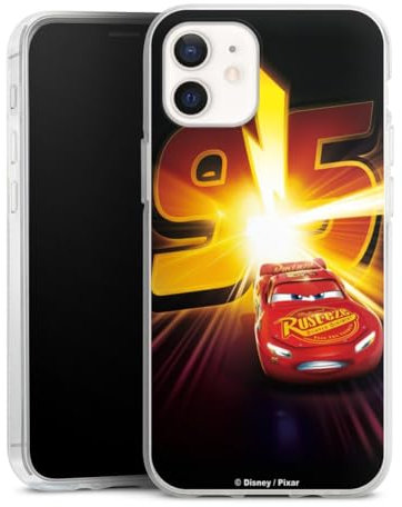 Silikon Hülle kompatibel mit Apple iPhone 12 Case transparent Handyhülle Offizielles Lizenzprodukt Cars Lightning McQueen 95