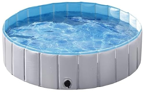 Yaheetech Piscine Chien Pliable 120 x 30cm Piscine Baignoire Chiens Bassin de Baignade Portable Bain pour Chien/Chat Extérieur Intérieur Antidérapant avec Patchs de réparation et Brosse Gris