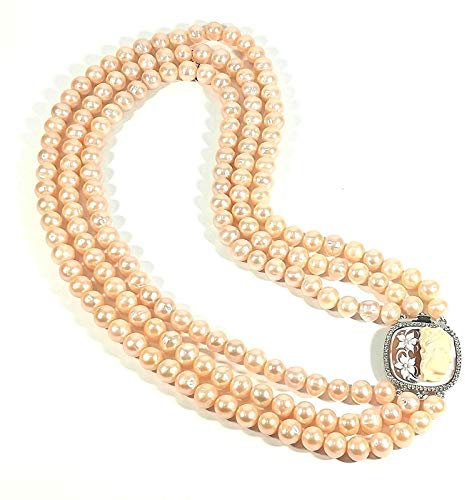 RIVIELLO COLLIER COLLANA 3 FILI DEGRADE ARGENTO ORIGINAL 174 PERLE ROSA SILVER Taglia Unica Colore Rosa