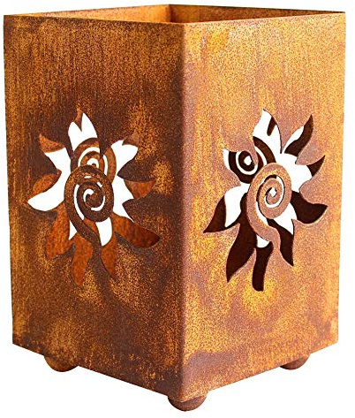 Rost Windlicht Sonne quadratisch Edelrost Leuchter Metall