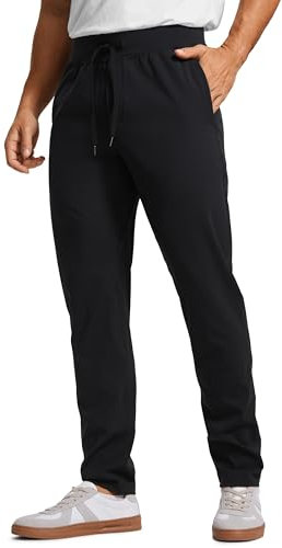 CRZ YOGA Herren Leicht Joggerhose Slim Fit Casual Jogger Sporthose Freizeithose Trainingshose mit Taschen - 76cm Schwarz M