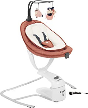 Babymoov Babyschaukel Swoon Motion Terrakotta - inkl. 8 Melodien, 360° Sitzfläche, verstellbare Rückenlehne und Bewegungsmelder