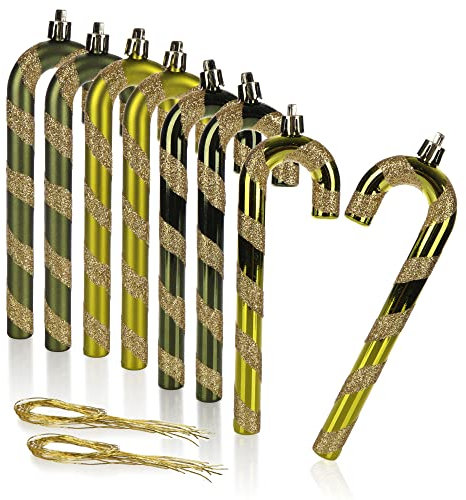 com-four® 8X Christbaumanhänger Zuckerstange - Christbaumschmuck zum Anhängen - Weihnachtskugel in Zuckerstangen-Form - Weihnachtsbaum-Anhänger (grün - 8 Stück)
