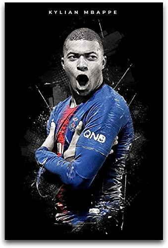 BDTSRT Impression sur Toile 60X90cm sans Cadre Football Abstract Art Kylian Mbappe Poster Decorative Bedroom Painting