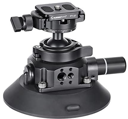 SUNWAYFOTO BS-01 Saugnapfhalterung Kugelkopf für DSLR-Kamera, Handyhalterung, GoPro für Auto, Traglast 10 kg