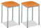 ASTIMESA - Taburetes de Cocina tapizado - Estructura sólida y Firme - Estructura Color Aluminio y Asiento en Polipiel - Color del Asiento: Naranja. Contenido: 2 Unidades. Medidas: 35 x 35 x 45 cm
