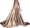 Orandesigne - Abito da donna, con spalline sottili, schiena scoperta, scollo a V, drappeggio, abito da sera, colore lilla, M oro., S