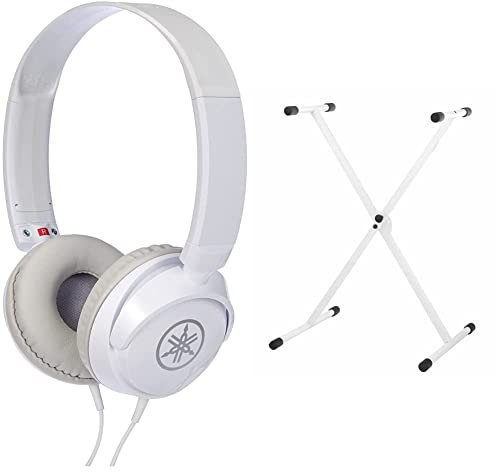 Yamaha HPH-50WH Kopfhörer, weiß – Schlichter On-Ear-Kopfhörer mit hochwertigem Sound & Classic Cantabile X-Keyboardständer (höhenverstellbar in 5-Stufen, klappbar, zerlegbar, stabil) weiß
