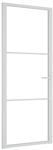 vidaXL Porte Intérieure Porte Vitrée Porte à Panneaux Chambre à Coucher Salle de Bain Maison 83x201,5 cm Blanc Verre ESG et Aluminium