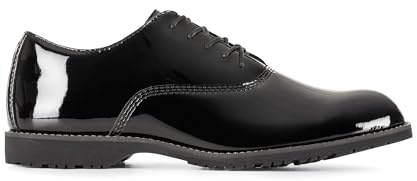 5.11 Tactical Men's Hi-Gloss Duty Oxford Uniform Shoes - High-Shine Leather, Vibram Outsole - Premium Military Dress Footwear, Black, 10.5 Regular, Style 12468
